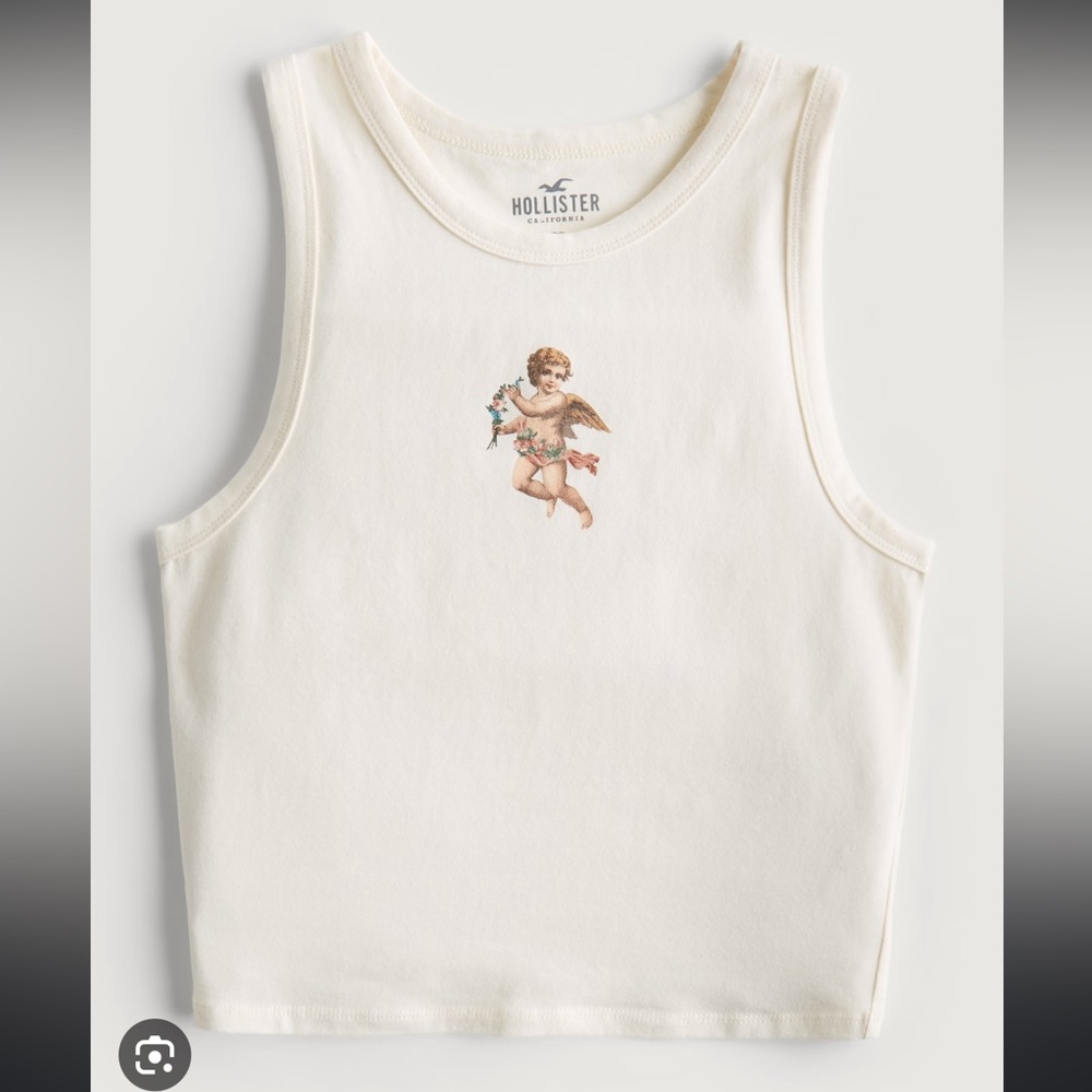 Hollister Cream High-Neck Angel Graphic Tank